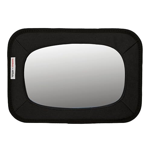 Nuby Espejo de bebé seguro en el asiento trasero del asiento trasero  Espejo de coche resistente a roturas con correa de anclaje  Ajuste seguro en