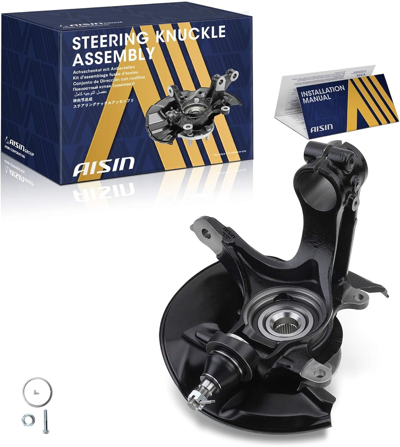 AISIN Front Left Steering Knuckle with Wheel Hub Bearing Assembly