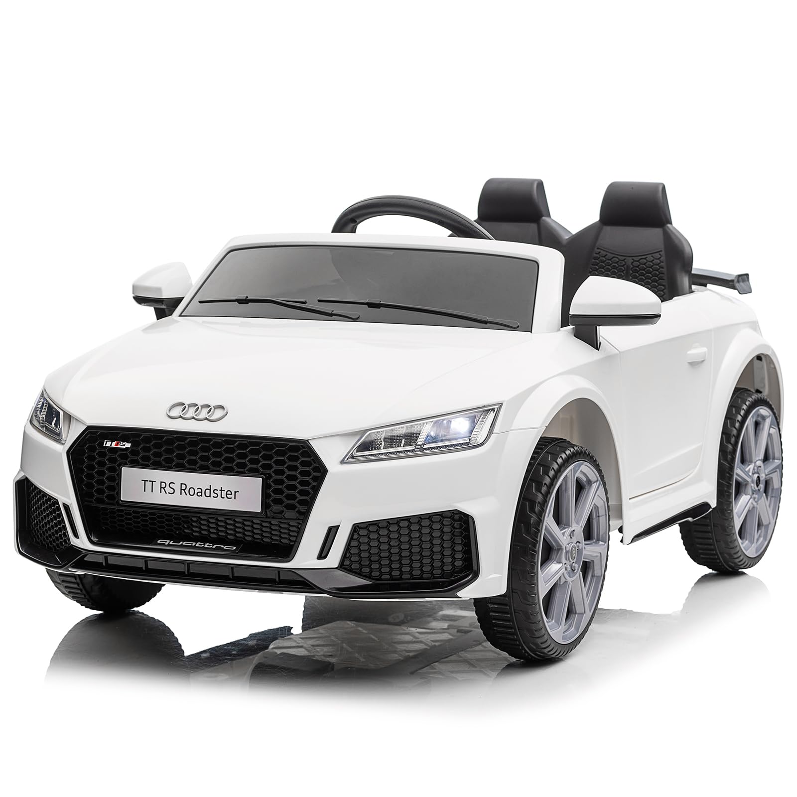LEADZM Elektro Kinderauto mit Musik & Hupe & Scheinwerfer, 12V Kinder Elektroauto Kinderfahrzeug mit 2,4G Fernbedienung, 3-5km/h für Kinder (TTRS-Weiß)