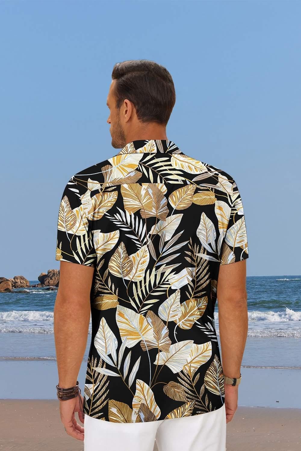 COOFANDY Mens Hawaiian Shirt Short Sleeve Floral Button Down Shirts Tropical Summer Beach Shirts Camp Collar Shirt - Image 4