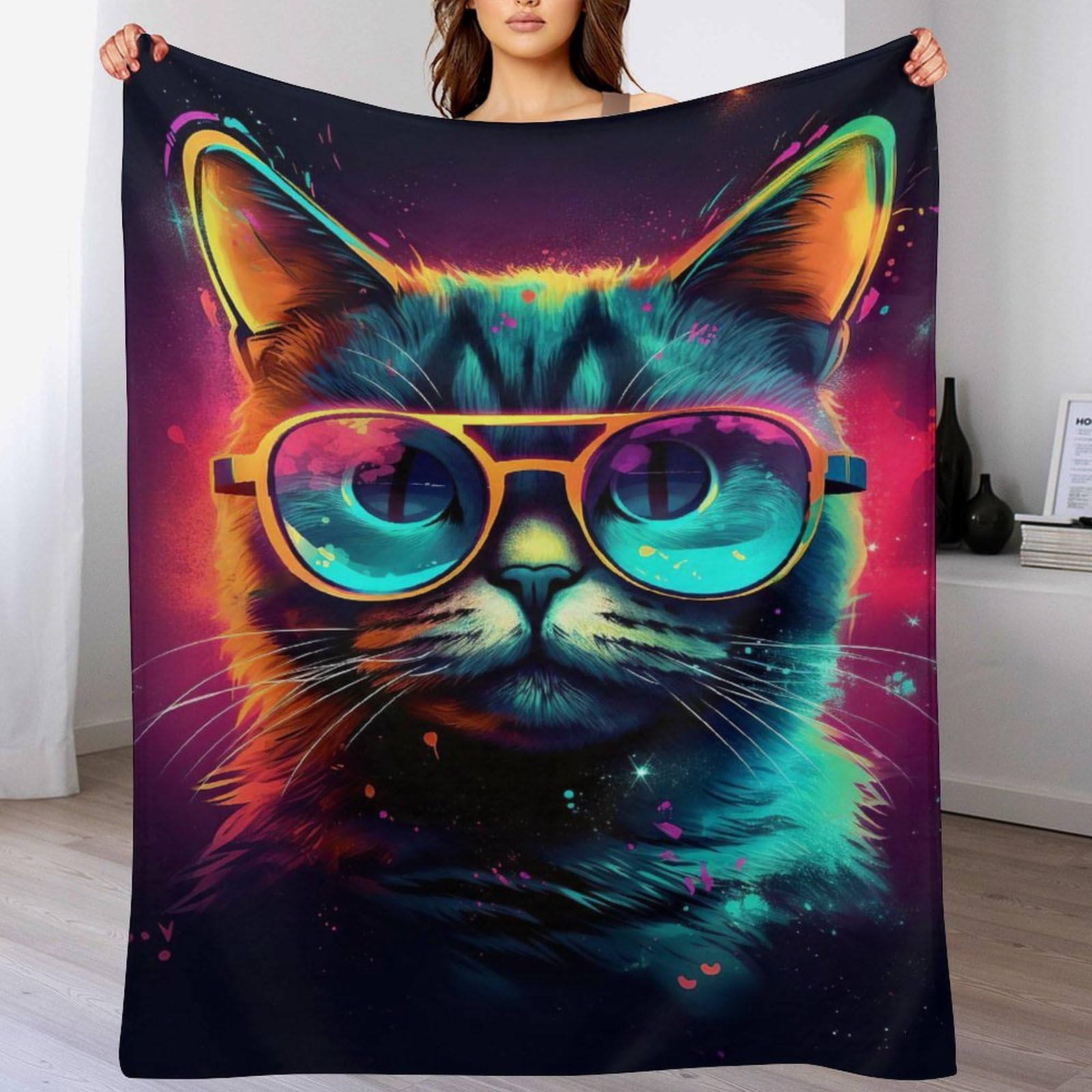 Couverture chat 100% flannel de qualité supérieure plaid ultra doux 140x180cm