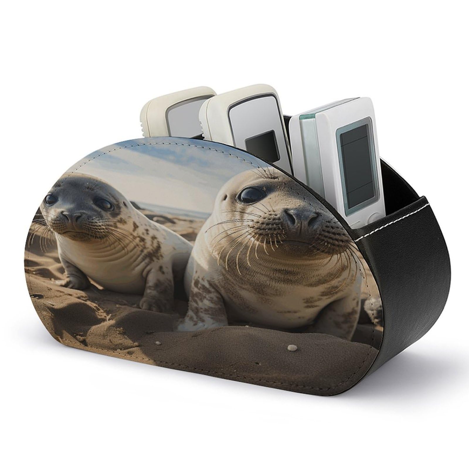 Btcowzrv Style Seal On The Beach Remote Control Holder With 5 Compartments
