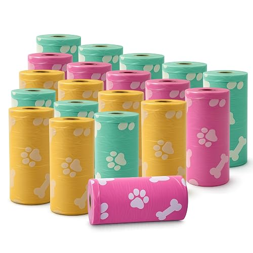 Foodie Puppies Pet Poop Bags – 20 Rolls (300 Bags), Leak-Proof Eco-Friendly Waste Bags for Dogs & Cats, Extra and Thick Strong Disposable Bags for Daily Walks & Travel