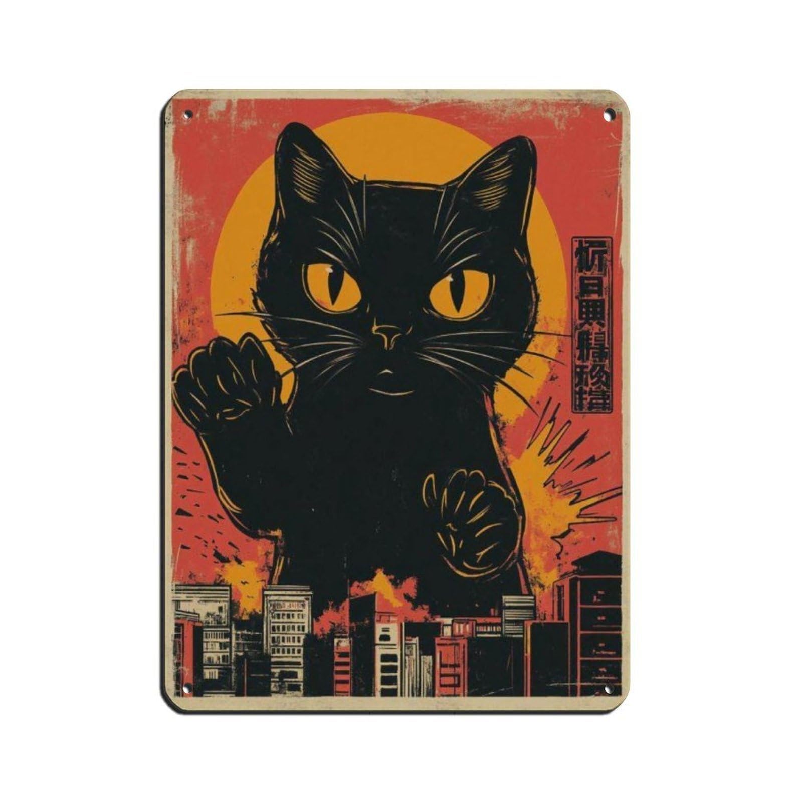 Retro Kattenkunst Poster Retro Poster Metal Tin Sign Chic Art Retro Iron Painting Bar People Cave Cafe Family Garage Poster Wall Decoration 12x16inch(30x40cm)