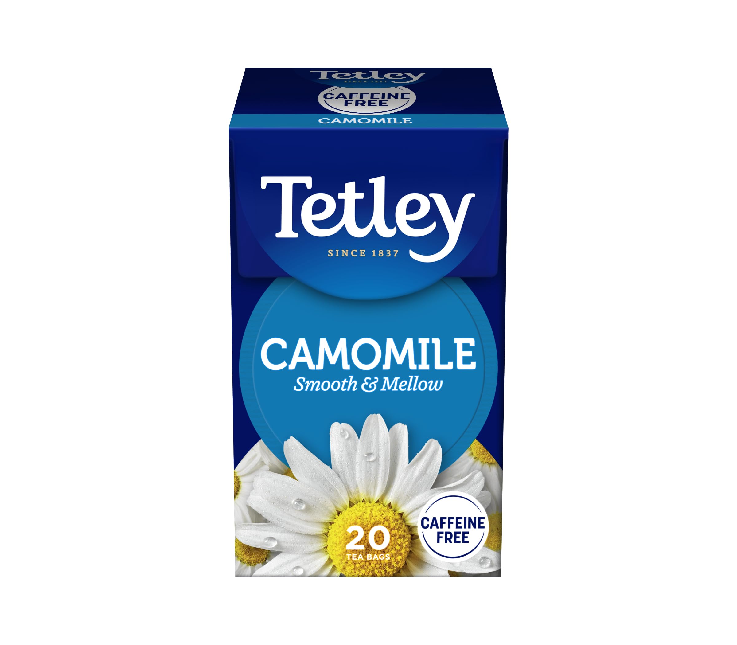 Tetley Pure Camomile Tea Bags - Gentle & Floral Herbal Infusion - Naturally Caffeine-Free - Relaxing & Soothing - Rainforest Alliance Certified - 80 Teabags (4x20 Pack)