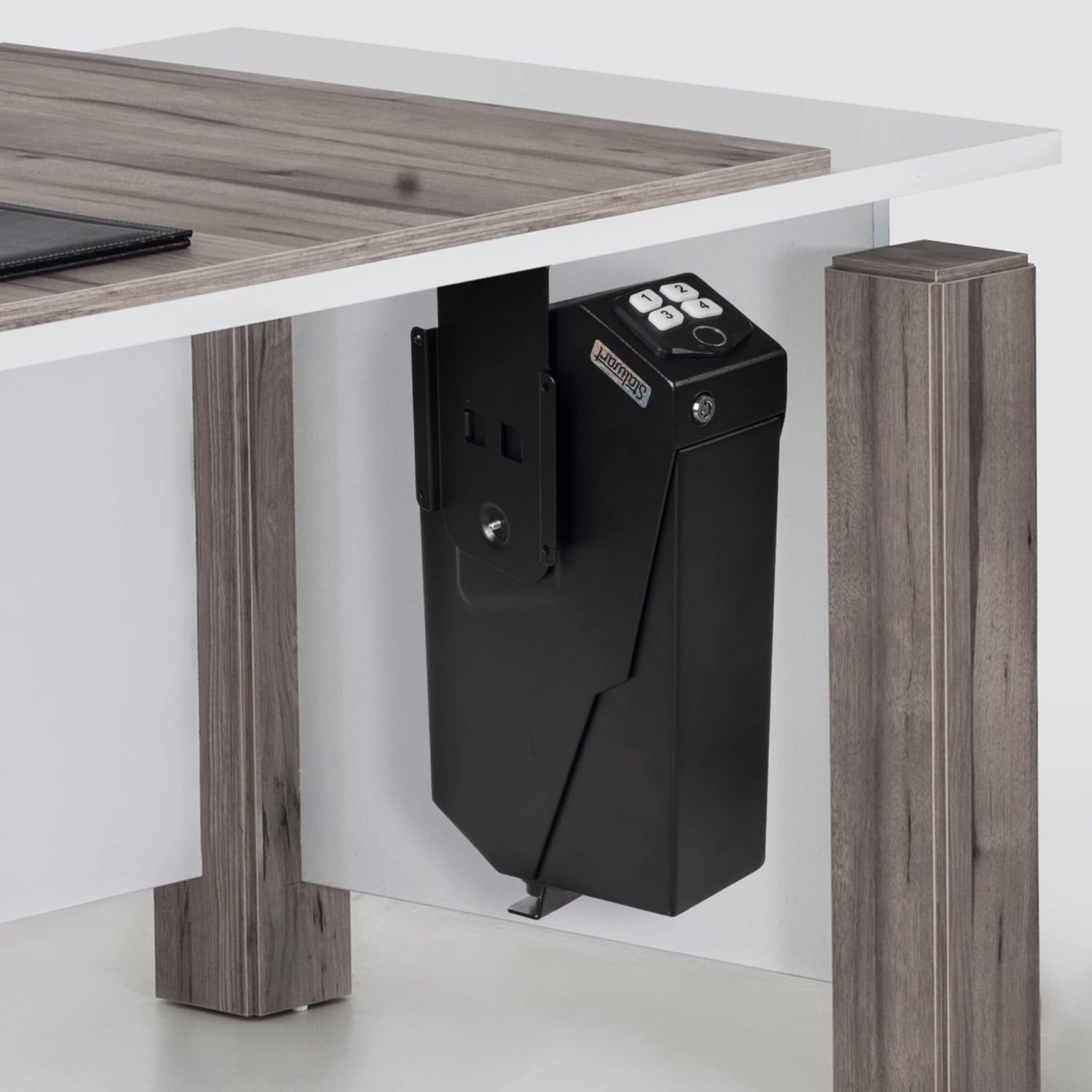 Desk Mount Gun Safe - Heavy-Gauge Steel Lock Box - Quick Access with Fingerprint, Keypad, or Backup Key - Biometric Safe by Stalwart