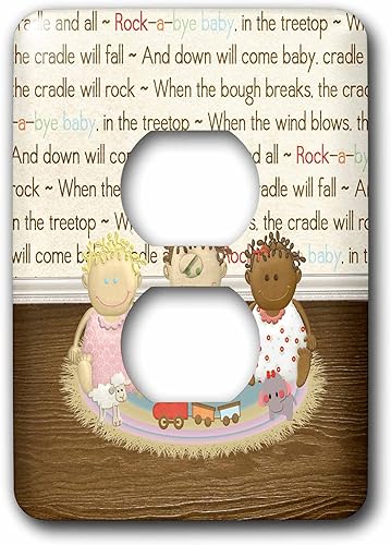 3dRose lsp_192621_6 Tres bebés del mundo en habitación con juguetes, Rock A Bye - Cubierta de salida para papel pintado