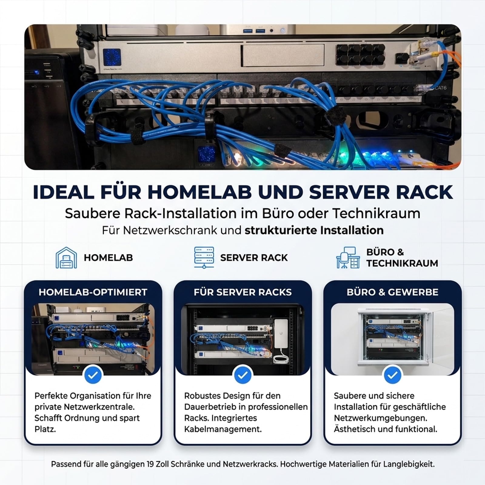 Rackmount Kit kompatibel mit UniFi Pro Max 16 PoE, 19 Zoll 1HE | 19 Zoll Rackhalterung mit Netzteilfach für Switch, Netzteil und Kabelmanagement im Netzwerkschrank.