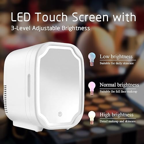 Miniatura 5 de Mini nevera para el cuidado de la piel, refrigerador de maquillaje portátil con espejo LED regulable, enfriador y calentador, para refrigerar