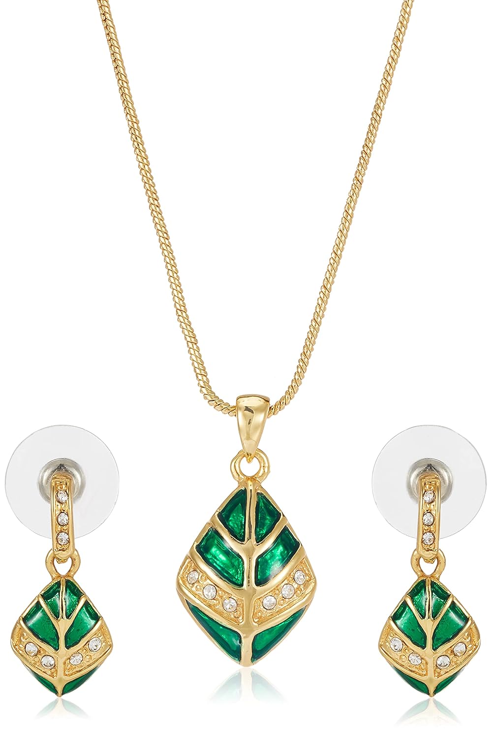 Estele 24kt Gold Plated Ultramarine Necklace Set with Austrian Crystals and Multi Colored Enamel for Women Estele 24kt Gold Plated Ultramarine Necklace Set with Austrian Crystals and Multi Colored Enamel for Women