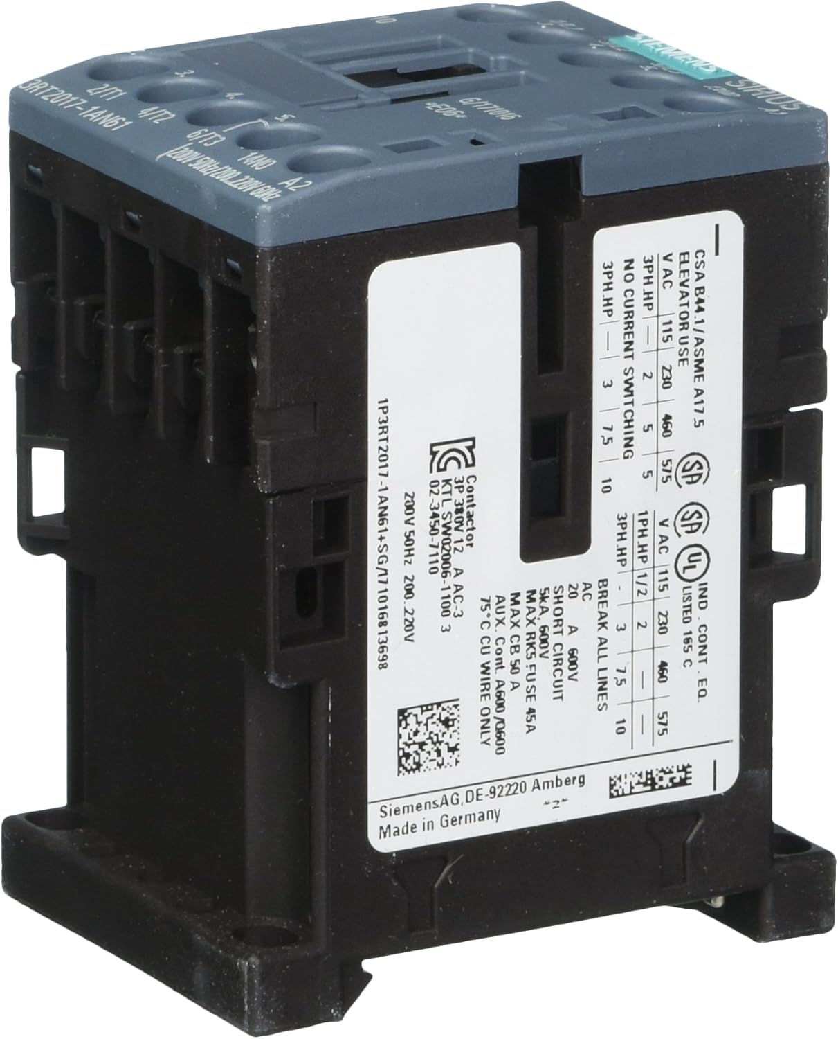Siemens 3RT20171AN61 Screw Terminal