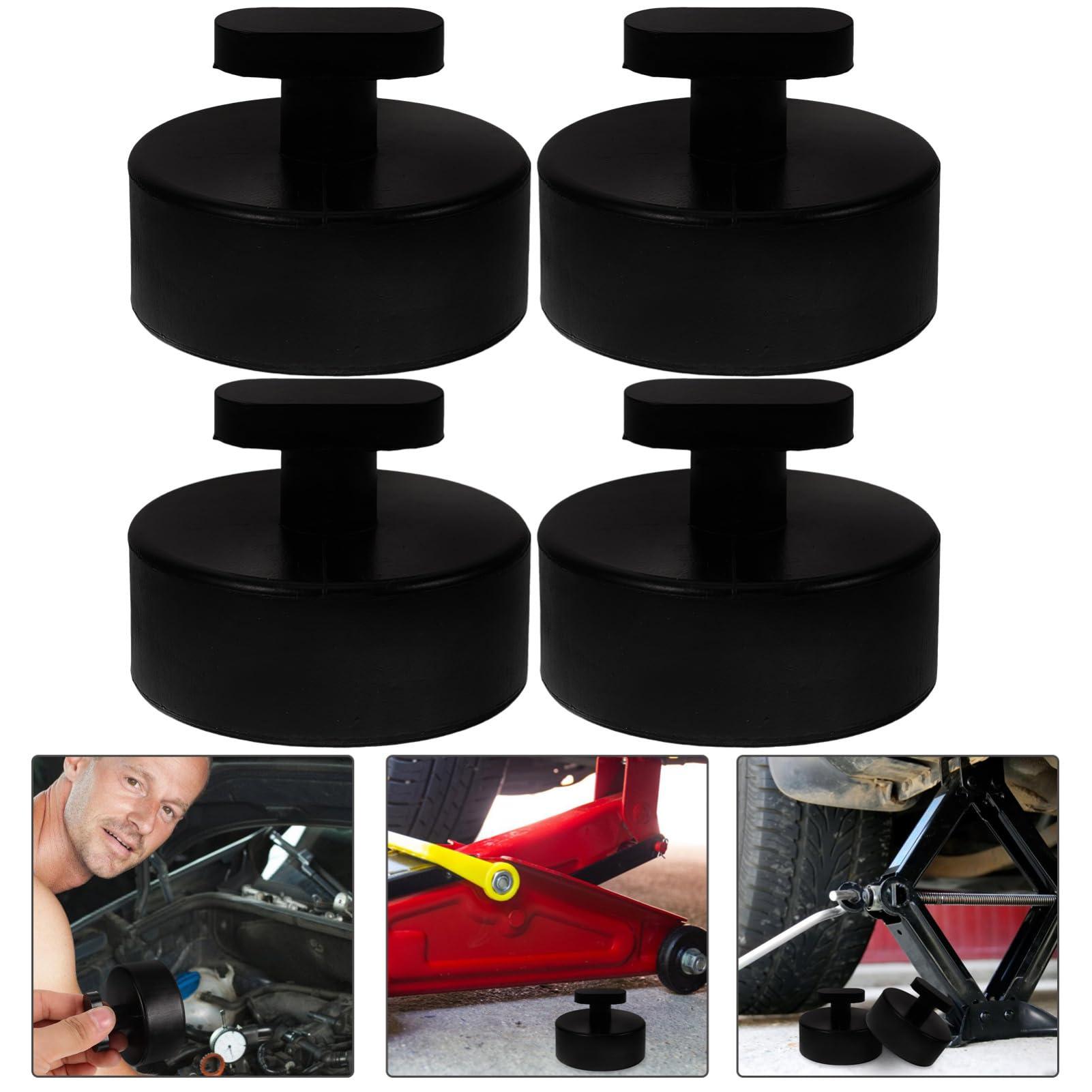 SHINEOFI 4 Set Blocco Di Gomma Tampone Cuscinetti Per Martinetti Da Pavimento Jack Pad Pastiglie Martinetto Da Pavimento Supporto Per Jack Da Pavimento Nero Gomma Da Cancellare 4 Pezzi*4