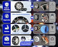 Vista 3 de Snow-Chains - Cadena de tracción de neumáticos de 1 minuto de ajuste rápido, fácil instalación, portátil, reutilizable, universal, cadena