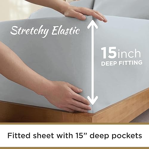 Miniatura 4 de Juego de sábanas de 3 piezas 100% microfibra doble cepillado, extrasuaves sin arrugas, bolsillo profundo 15 pulg., 39 x 80 pulg., dormitorio,