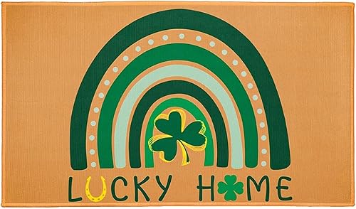 Sweetsus Tapete para interiores y exteriores del Día de San Patricio, tapete para puerta delantera con parte trasera de goma antideslizante,