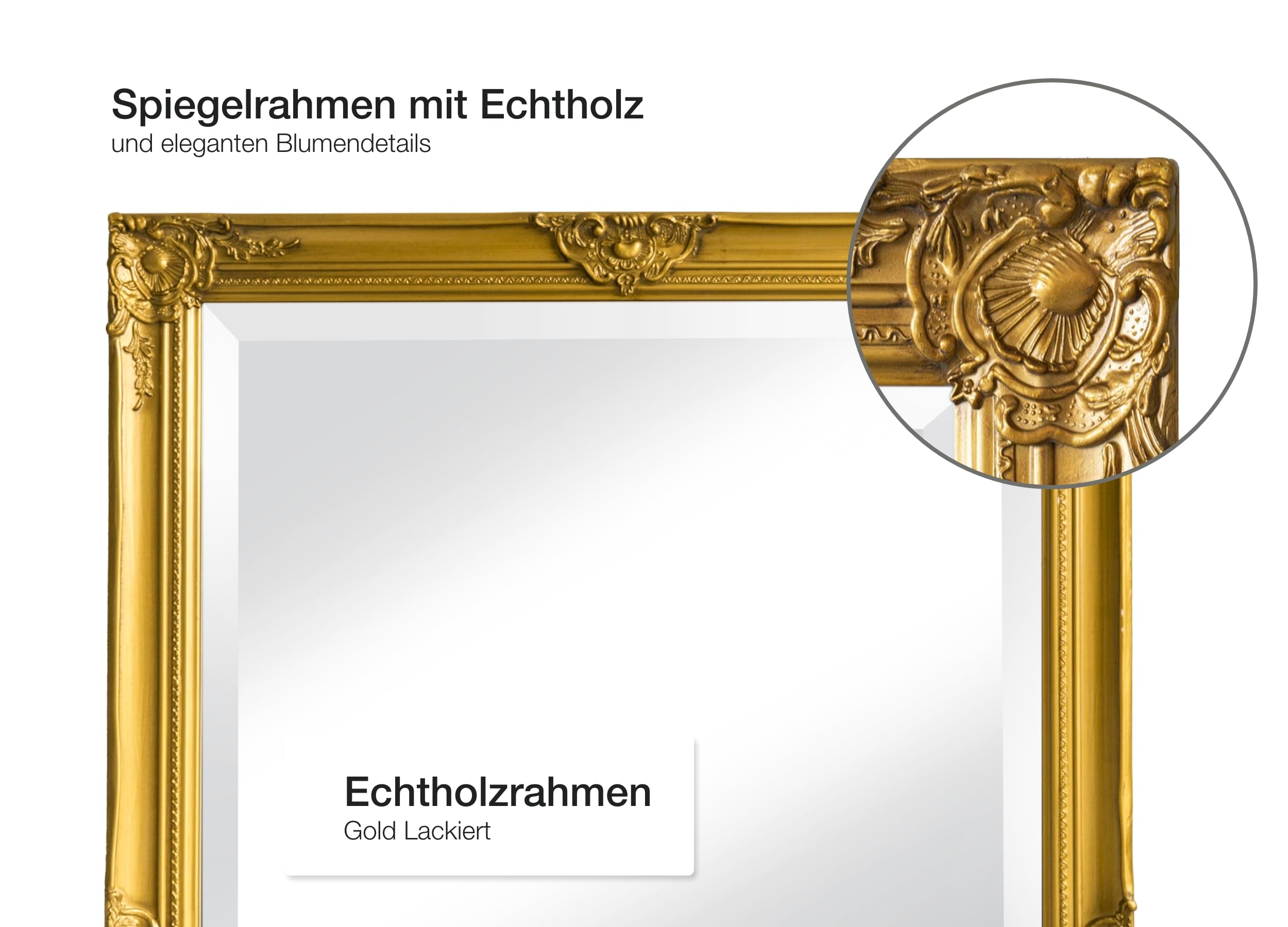 LC Home Wandspiegel Barock Gold ca. 180 x 80 cm Antik-Stil m. Facettenschliff XL Ganzkörperspiegel, Gaderobespiegel, Flurspiegel, Spiegel klassisch