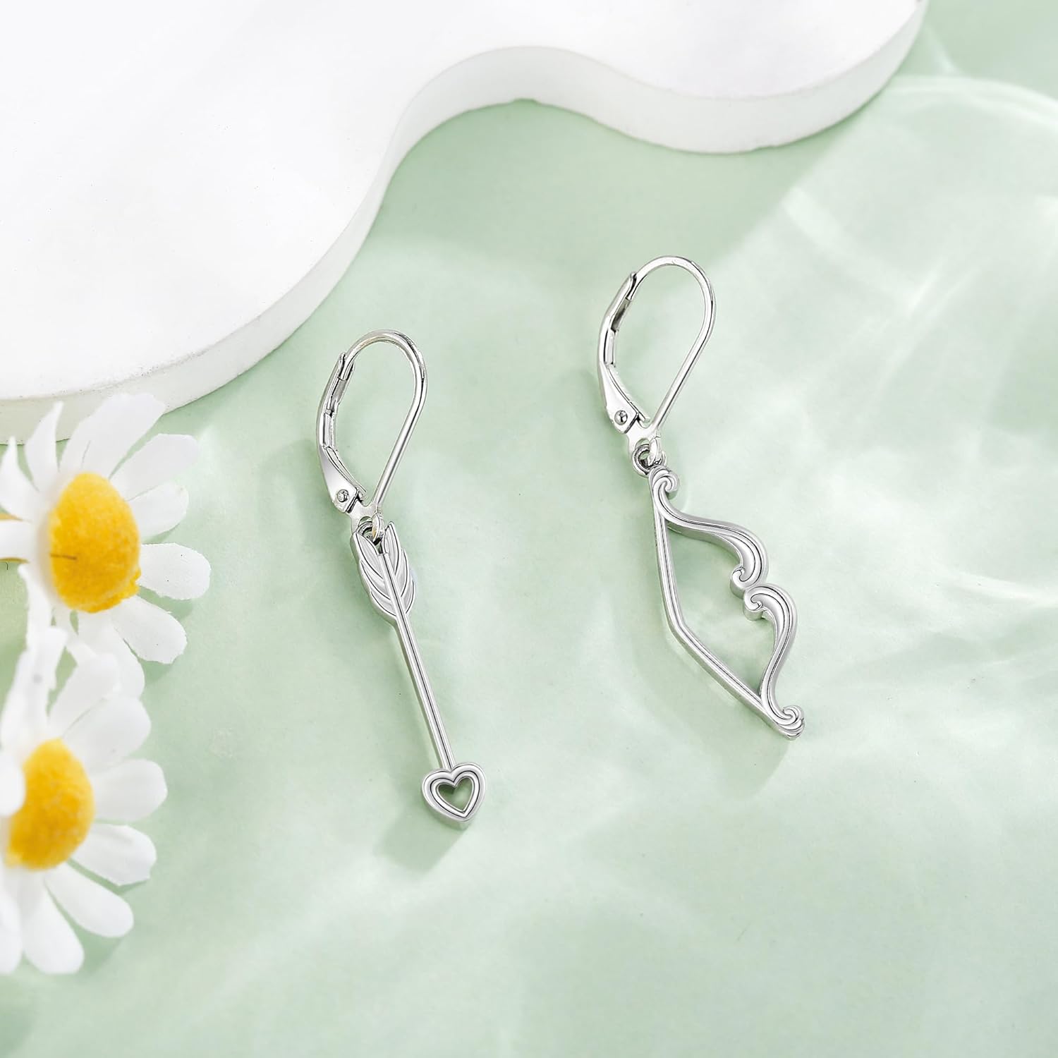 Bow & Arrow Earrings For Women 925 Sterling Silver Fancy Arrow Dangle Earring Mismatched Bow And Arrow Earrings Jewelry With Presents Box - Image 4