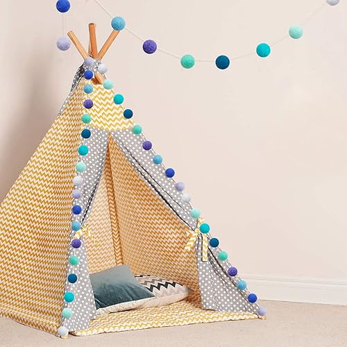 Miniatura 5 de levylisa Guirnalda de pompones de lana multicolor arcoíris de 9.8 pies, 36 bolas para decoración de árbol de Navidad, fiesta de vacaciones, pancarta