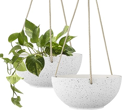 Amazon La Jolie Muse ハンギングプランター 植木鉢 2個セット 屋内 屋外 斑点のある白 鉢
