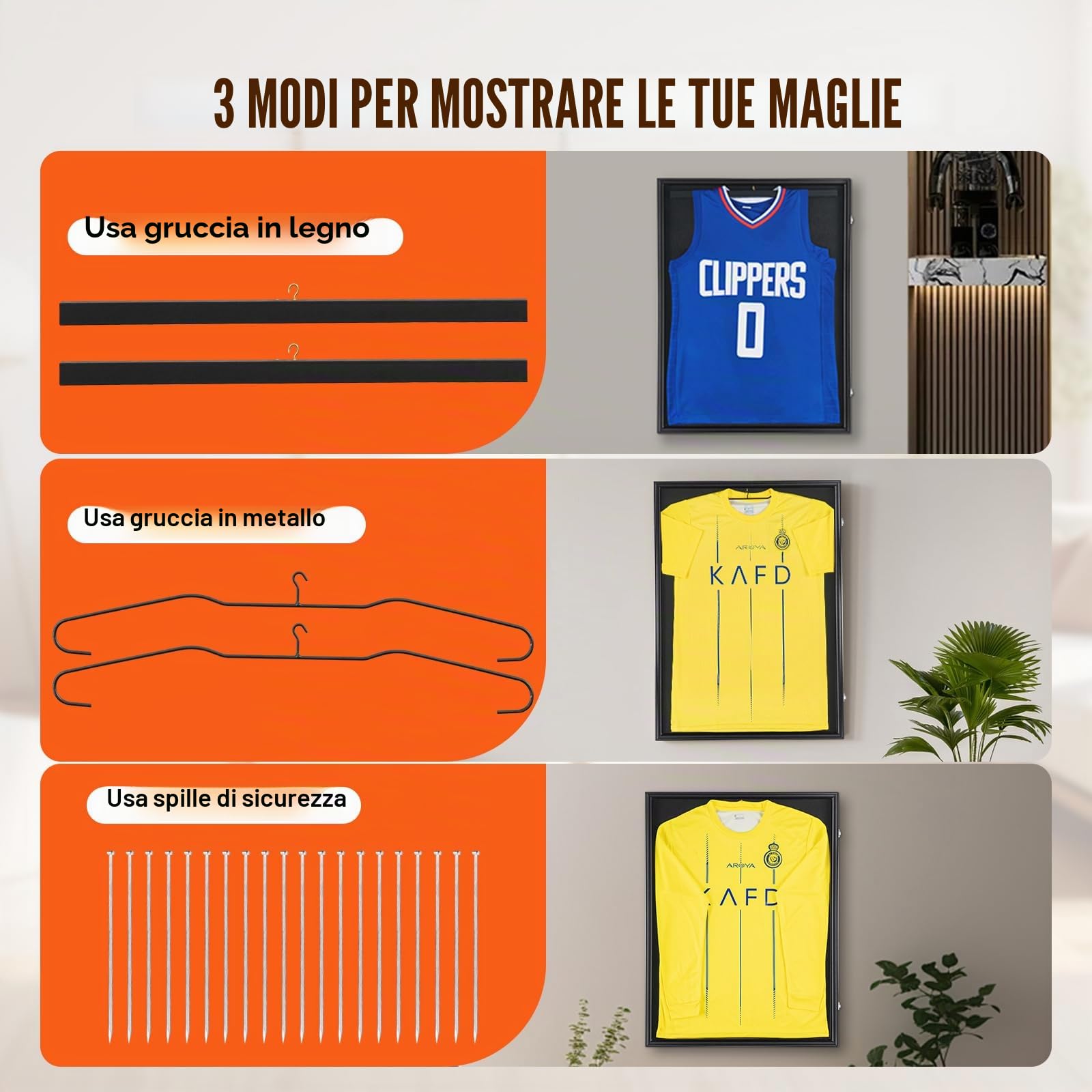 VEVOR Custodia con Cornice per Espositore in Jersey, Grande Scatola Jersey Sportiva Chiusura a Chiave Protezione UV PC Vetro Maglia Baseball Basket Calcio Hockey Uniforme, 590 x 790 x 40 mm, 2 Pezzi