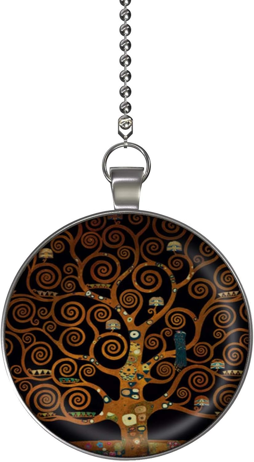 Klimt Under The Tree of Life Ceiling Fan/Light Pull Pendant with Chain