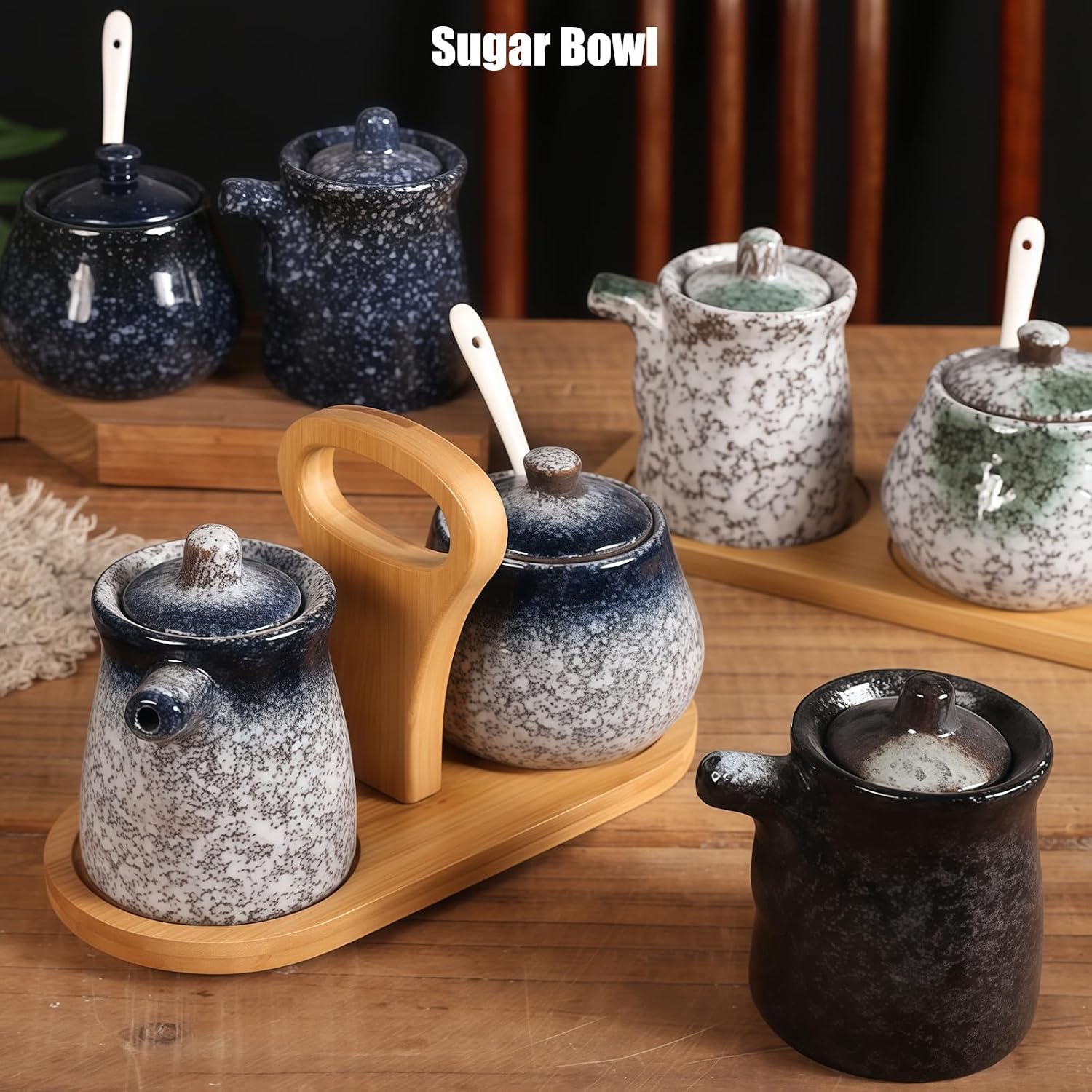 Creamer and Sugar Set, Sugar Bowl With Lid And Spoon 200ml, Sugar Container Holder for Coffee Bar Accessories, Sugar Storage Pot, Sugar Dish