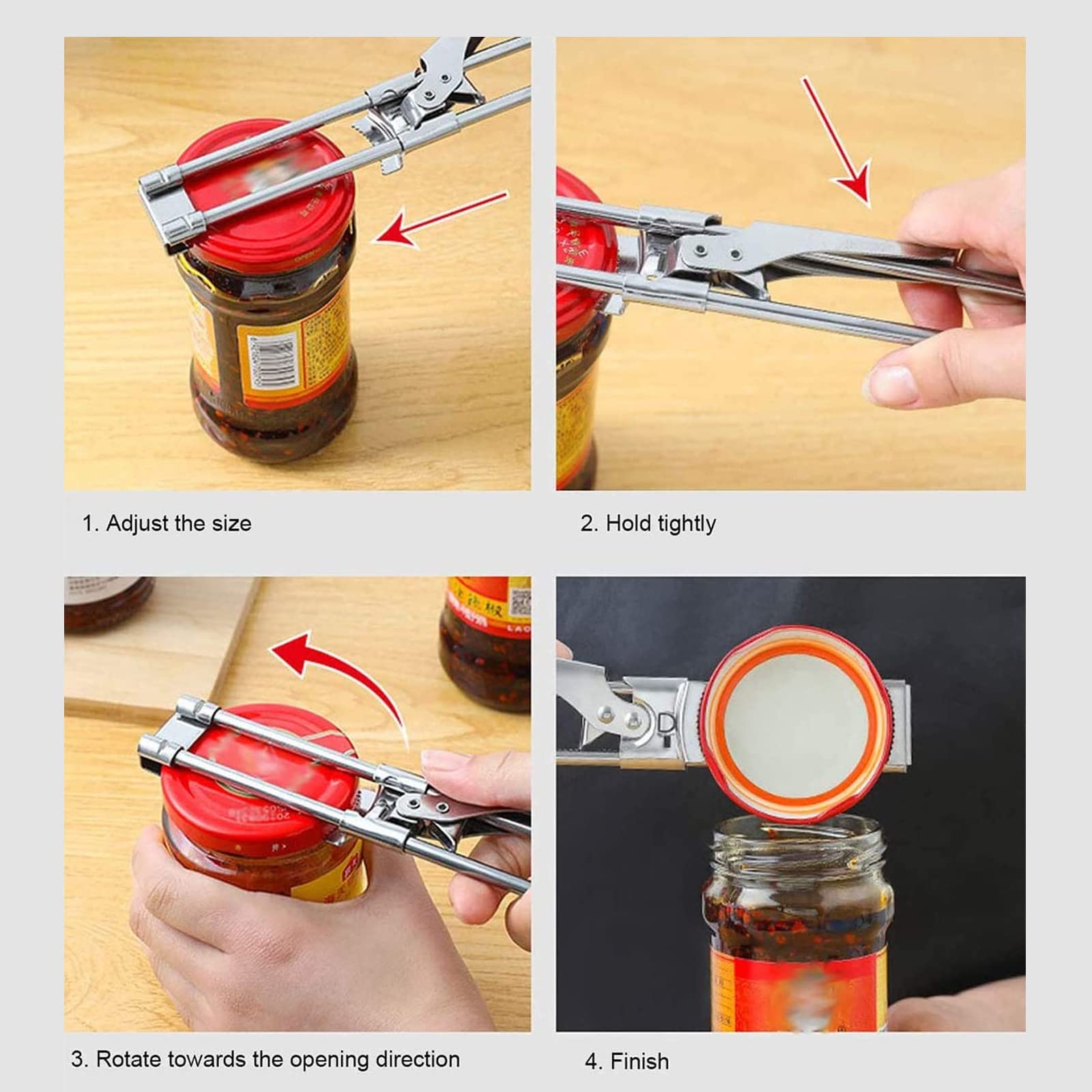 Apriscatole Regolabile Manuale - In Acciaio Inox - Per Anziani E Chi Ha Poca Forza - Multifunzione - Foto 9