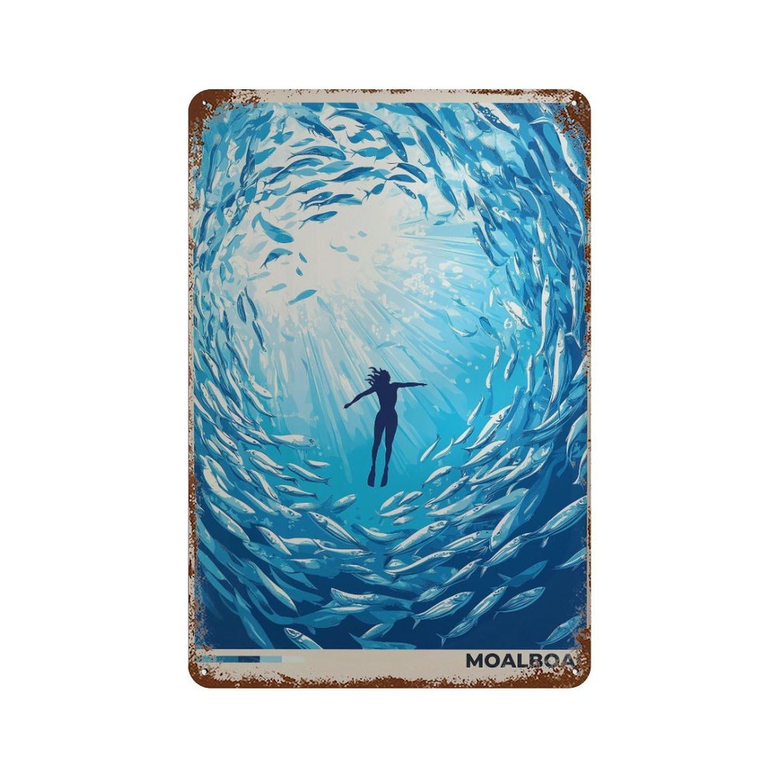 xiaoxiaoshen Moalboal Philippines Travel Sardine Run Wall Decor Art Metal Tin Poster Modern Home Decor Art Home Bar Shop Decorations Vintage Sign 30x20cm