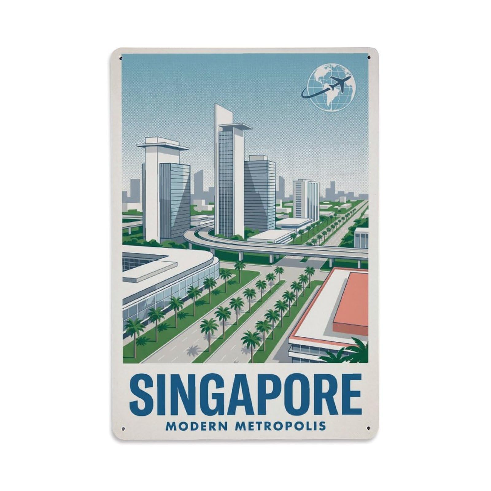 Gead 8X12inch Style Vintage Travel Singapore Modern Metal Tin Sign