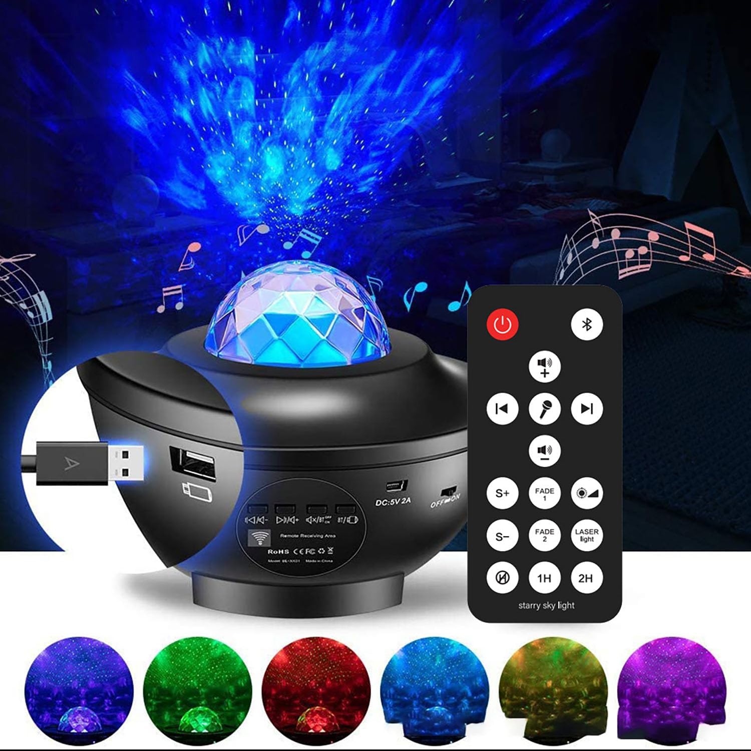 Star Projector Galaxy Light Projector, 3 in 1 Galaxy Projector Night Light with Remote Control, Music Speaker & Timer, Star Lights for Bedroom Bedroom/Party/Home Decor