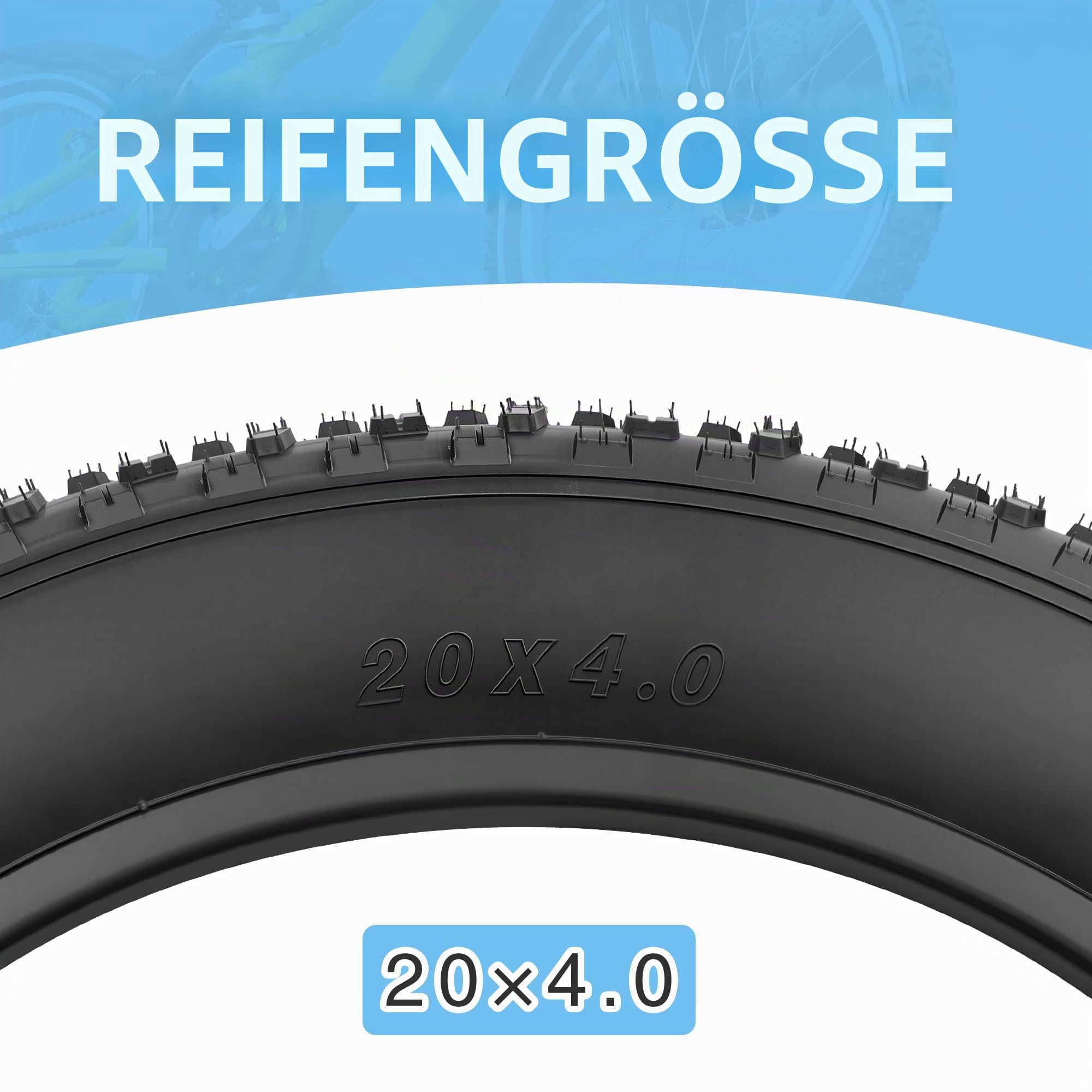 ZUKKA E Bike Fahrradreifen 16/20x3.0/4.0 Fettreifen Heavy Duty High-Performance Wear-Resistant E-Bike Mountain Snow Bike Reifen Schwarz
