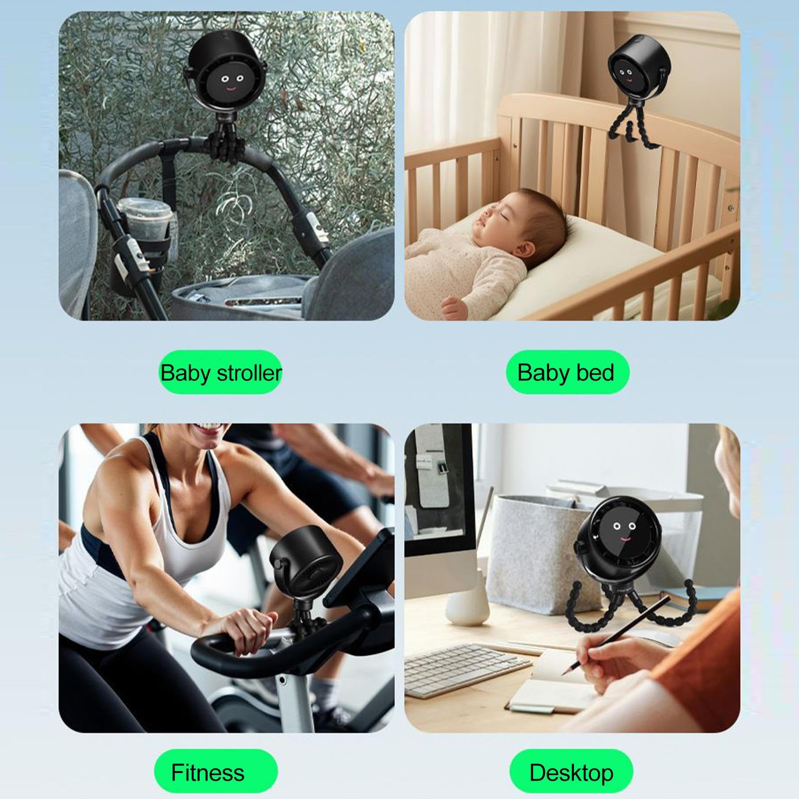 Ventilatore Da Passeggino Ricaricabile Ventilatore Portatile Raffreddante | Accessorio Essenziale per Bambini 5 Velocità Ricaricabile per Campeggio Bicicletta Esterno Lettino Spiaggia