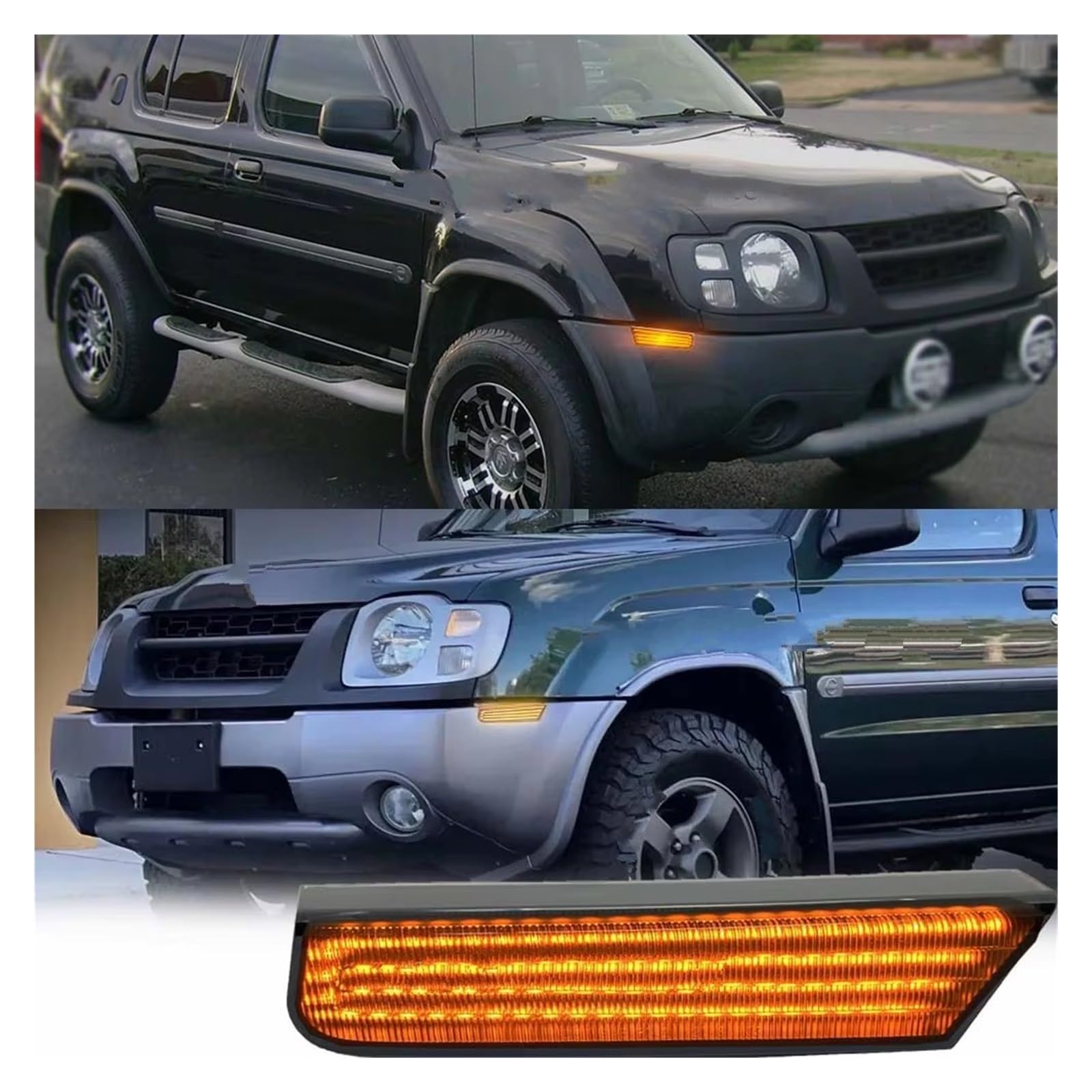 Intermitentes Dinamicos Luces LED Posición Laterales Parachoques Delantero Intermitentes Canbus Ámbar Ahumado 2 Unidades para Nissan para Xterra 2002-2004 OEM 261857Z800 Lámpara Señal Giro
