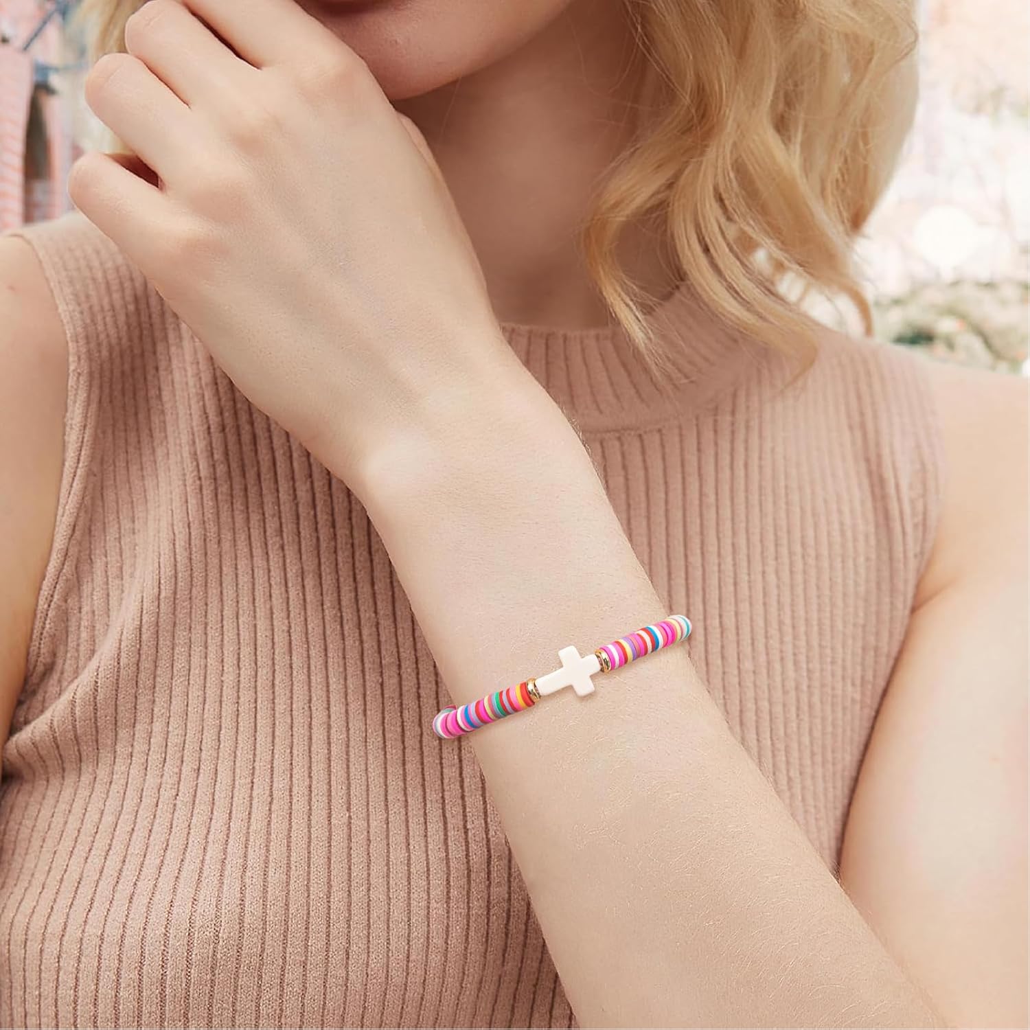 Valentines Day Gifts for Kids, Teen Girls, Women Colorful Cross Bracelet Girls Christian Gifts WWJD Bracelets Cute Religious Jewelry Baptism Little Girl Teenage Gifts Trendy Stuff Birthday - Image 4