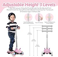 Vista 14 de Kids Electric Scooter for Ages 3-8 – 3-Wheel LED Light-Up Wheels, Adjustable Height, Lean-to-Steer Design, Max 110 lbs – Safe & Fun Ride for