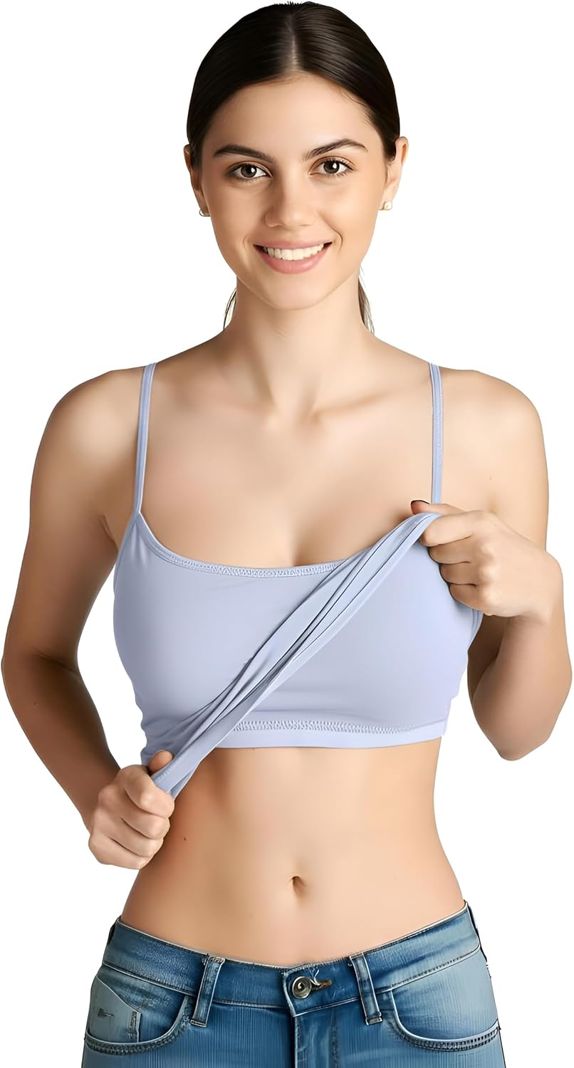 Emmalise Women Camisole Built in Bra Wireless Fabric Support Long Layering Cami