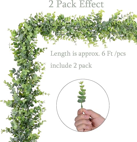 Miniatura 2 de Guirnalda de vides artificiales de eucalipto artificial, 2 unidades de guirnalda de eucalipto para decoración de pared