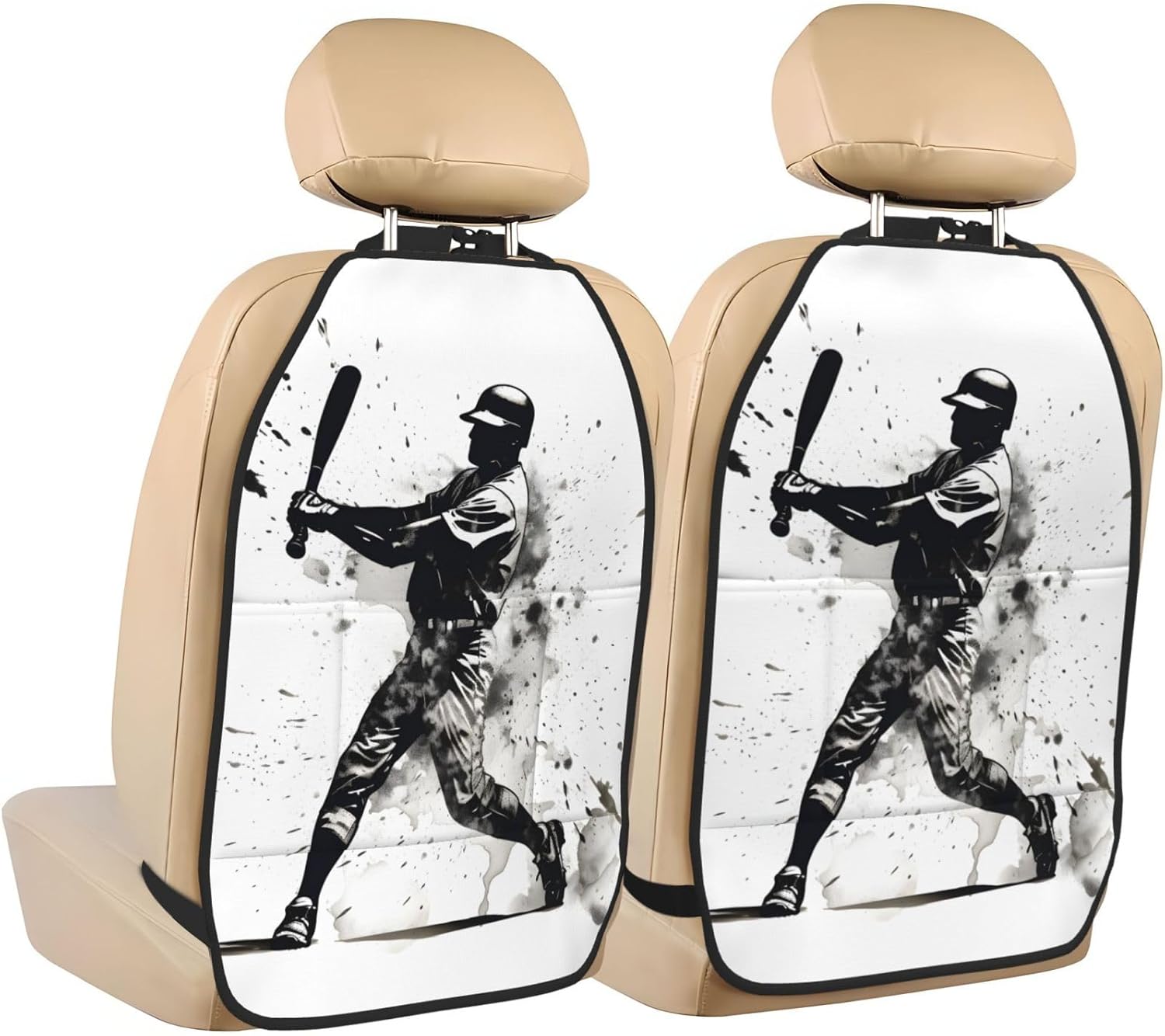 Car Seat Back Kick Protector 2 Pack 18.5" x 26.4", Baseball Player Upgraded Large Rear Seat Cover for Dirty Shoes Kids Pets, Waterproof Oxford Fabric Anti-Kick Pad for SUV Jeep Truck Sedan