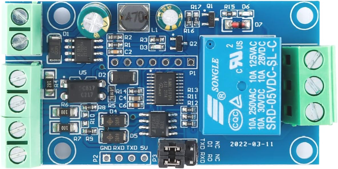 2Pcs 1 Channel Switch Relay Module Modbus Rtu Switching Input Output Relays Board with Anti-Reverse Connection Protection RS485 TTL Communication
