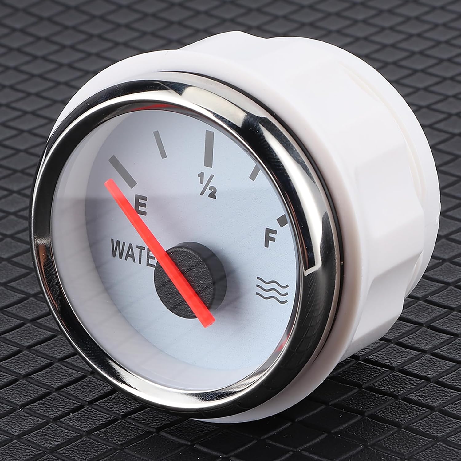 2in Pointer Water Liquid Gauge, RV Truck Water Gauge, Universal Gauges for Marine Boat (White backgrod with Silver Frame)