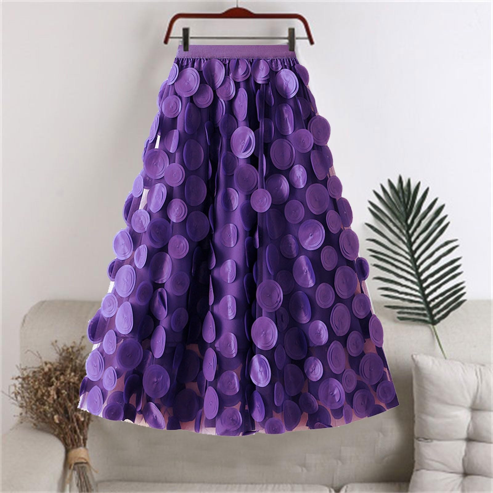 Jupe longue en tulle pour femme - Jupe à confettis - Jupon en tulle - Jupon en maille - Jupon de fête vintage - Jupe plissée - Rétro - Robe de bal - Robe de danse - Noir blanc vert