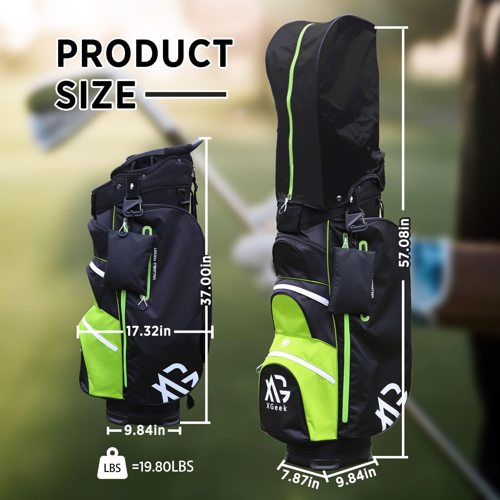 Golfbag,Golf cart Bag mit 15-facher Unterteilung für Herren und Damen,Premium Golf Bag mit Regenhülle, Kühler und Golfzubehör Kit