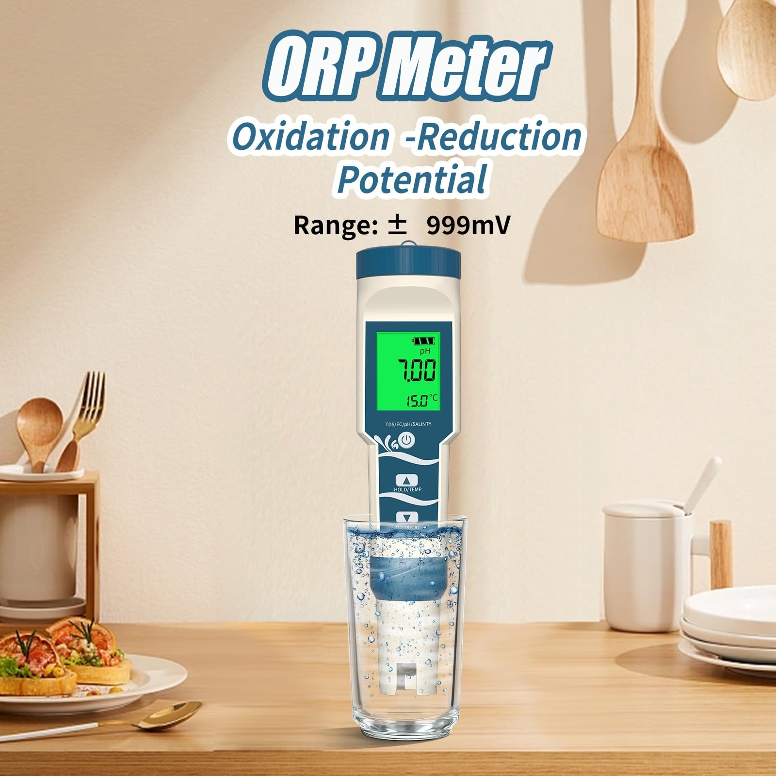 Misuratore digitale di pH/ORP/Temp/H2 for acqua Ppb Ppm con risoluzione ATC 0,01, tester idrogeno ad alta precisione for piscine potabile,Multifunzionale
