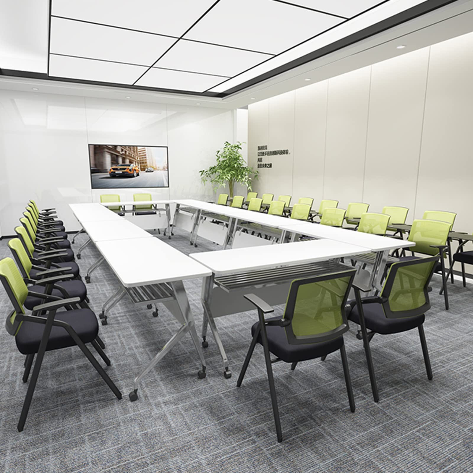 Chaise De Formation D'entreprise Avec Tableau De Table Chaise De Conférence Chaise Pliable Avec Tableau D'écriture Chaise De Bureau Peut Supporter 150 Kg (Color : Green, S : 49x57x86cm)
