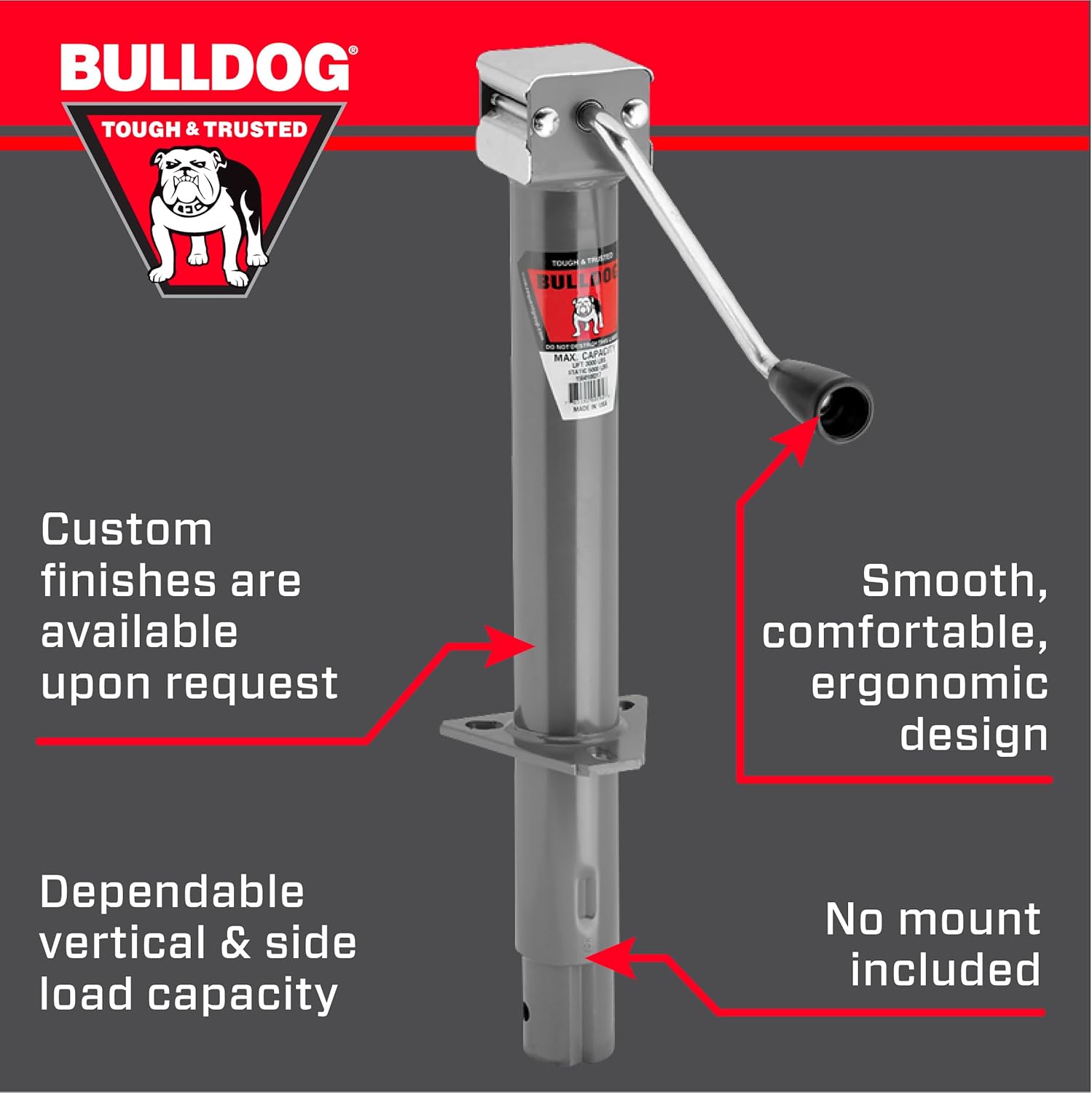 Bulldog 1550100317 A-Frame Trailer Jack,silver,3,000 lbs.