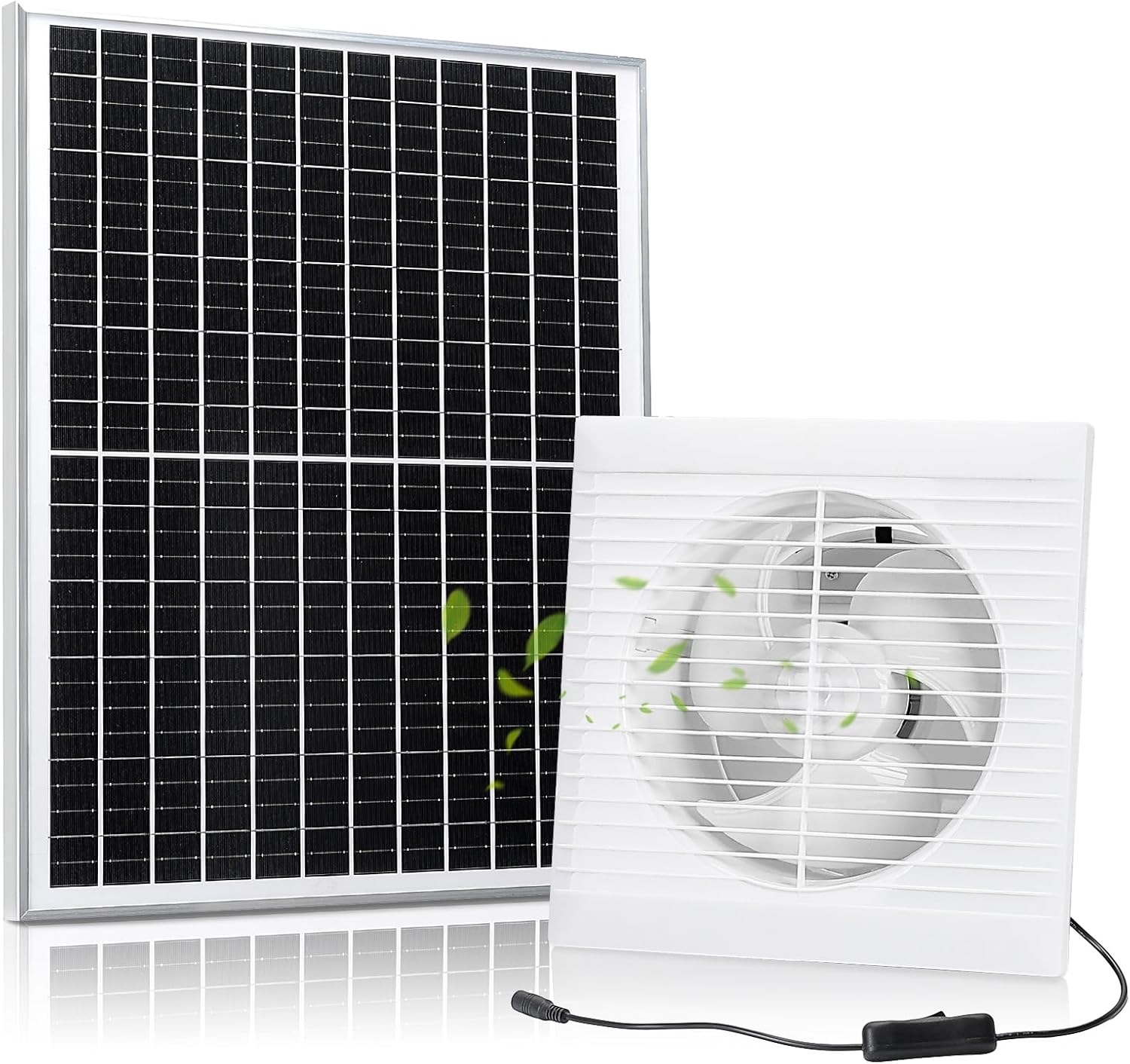 Solar Exhaust Fan, Solar Powered Vent Fan Kit for Outside Greenhouse Shed Chicken Coop (10" Fan)