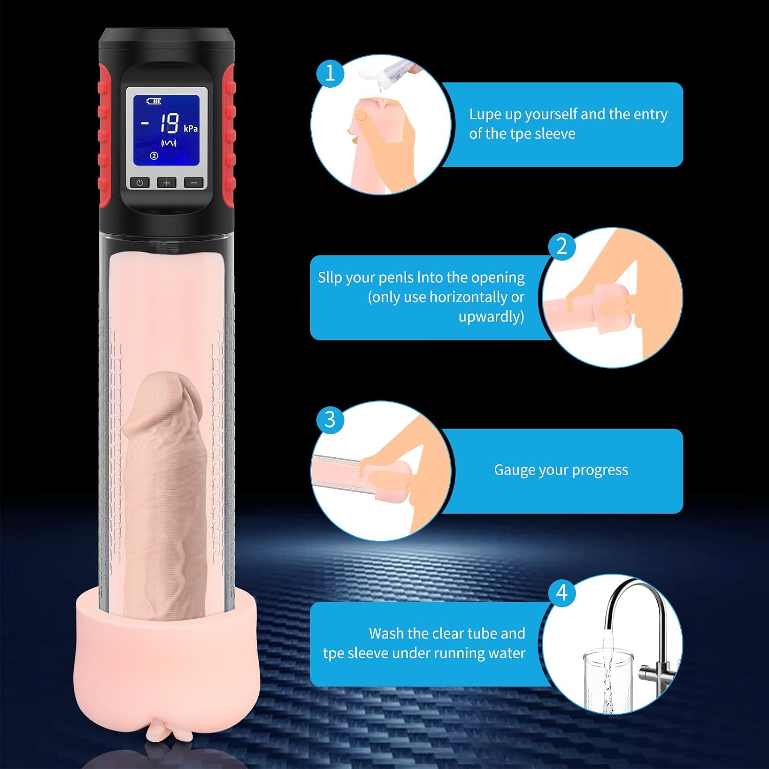 UTIMI Penis Pump Vacuum with Sleeve - Rechargeable Automatic Training Detachable with 9 Vibration Modes for Male | Masturbator | Dysfunction Enlargement | Sex Toy