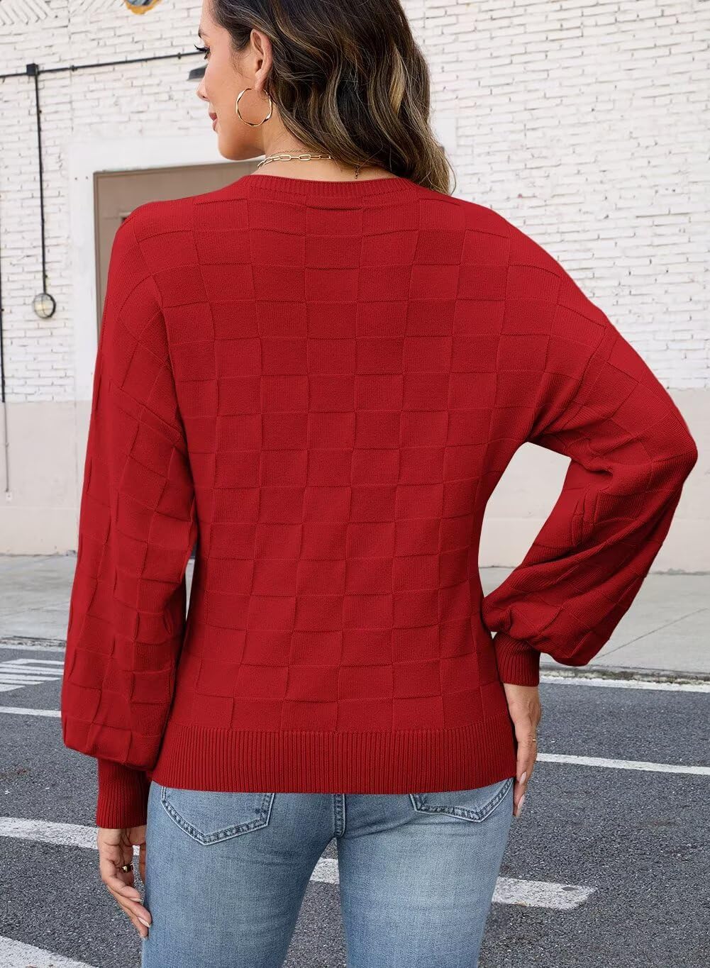 FEKOAFE Womens Sweaters Casual 2025 Fall Long Sleeve Tops Ribbed Knit Pullover Sweaters - Image 6