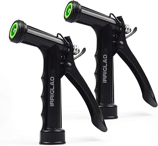 IRRIGLAD Hose Nozzle 2 Pack - SS304 Stainless Steel Pistol Grip Sprayer, Adjustable High Pressure Spray for Garden Watering, Car Wash, Pet Bathing