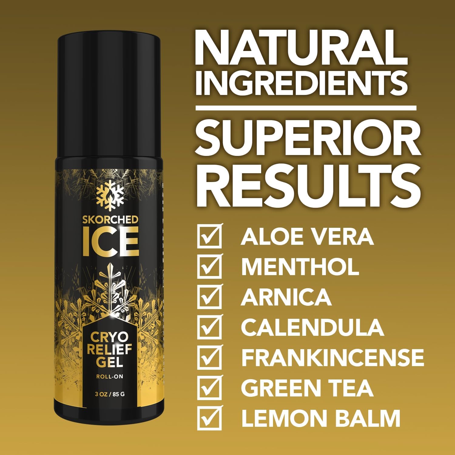 Cryotherapy Roll-On Soothing Gel for Joint discomfort, Muscle Soreness, backaches, Knee & Elbow Tension, Infused with Natural Essential Oils, Menthol & lidocaine.